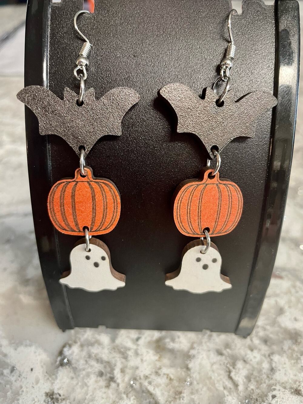 Halloween Pumpkin Bat Ghost Drop Dangle Earrings pierced ears- NEW
